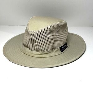 Panama Jack Mesh Safari Sun Hat Mens Medium Tan Breathable Wide Brim Fedora